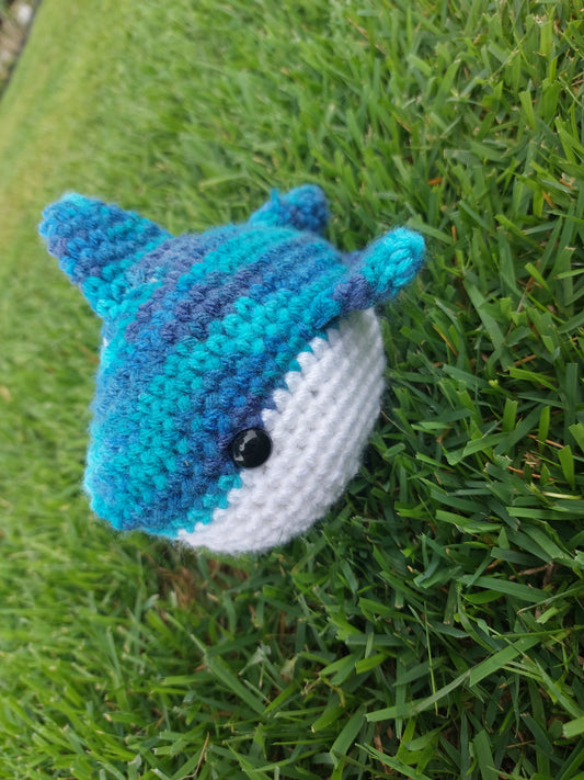 Blue crochet shark